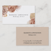 Wasserfarbe Boho Beige Rose getrocknete Palmen Blä Visitenkarte (Vorne/Hinten)
