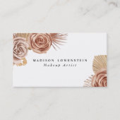 Wasserfarbe Boho Beige Rose getrocknete Palmen Blä Visitenkarte (Vorderseite)