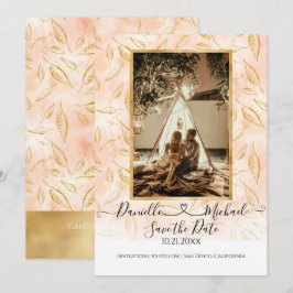 Wasserfarbe BOHO Blätter Pink Gold Glitzer Save The Date