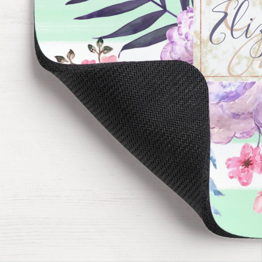 Wasserfarbe Boho Blüte, Blätter, Streifen Handfarb Mousepad (Ecke)