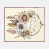 Wasserfarbe Boho Dreamcatcher Personalisiert Name Fleecedecke (Vorderseite (Horizontal))