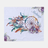 Wasserfarbe Boho Dreamcatcher Personalisiert Name Fleecedecke (Vorderseite (Horizontal))