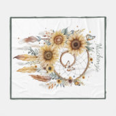 Wasserfarbe Boho Dreamcatcher Personalisiert Name Fleecedecke (Vorderseite (Horizontal))