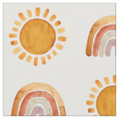 Wasserfarbe Boho Earthy Rainbow and Sun  Stoff (Nahaufnahme)