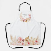 Wasserfarbe Boho Floral Pampas Gras personalisiert Schürze (Vorderseite)