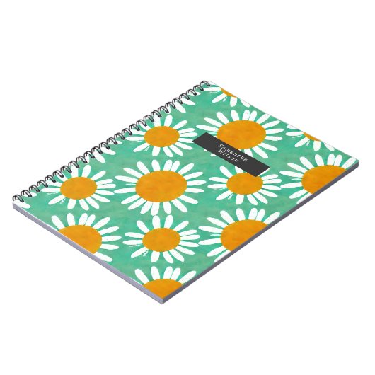 Wasserfarbe Boho Folk Art Inspiriert Daisies Notizblock (Linke Seite)