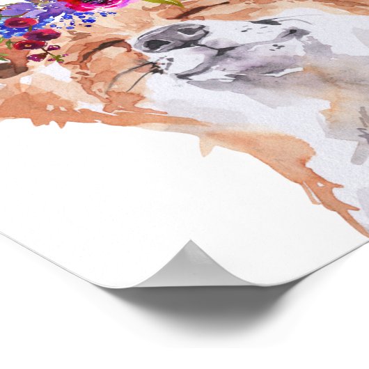 Wasserfarbe Boho Fox Blume Crown Poster (Ecke)