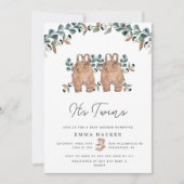 Wasserfarbe Boho Geschlecht Neutrale Twins Dusche Einladung (Vorderseite)