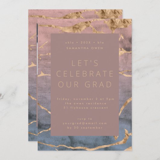 Wasserfarbe Boho Moderner Abschluss Foto Party Einladung (Vorne/Hinten)