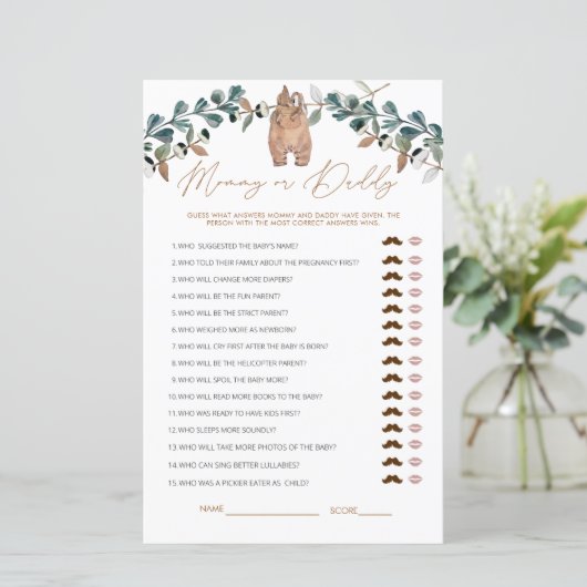 Wasserfarbe Boho Mommy oder Daddy Baby Showspiel (Stehend Vorderseite)