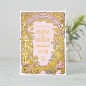 Wasserfarbe Boho Pilze Save the Date Lila Folieneinladung (Stehend vorne)