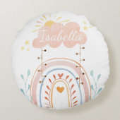 Wasserfarbe Boho Regenbogen Kinder Kinderzimmer Rundes Kissen (Rückseite)