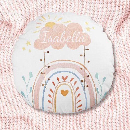 Wasserfarbe Boho Regenbogen Kinder Kinderzimmer Rundes Kissen