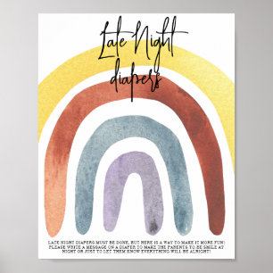 Wasserfarbe Boho Regenbogen Späte Nacht Windeln Po Poster