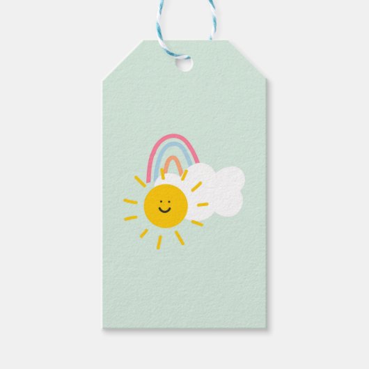 Wasserfarbe Boho Regenbogen und Sonne Geschenkanhänger (Vorderseite)