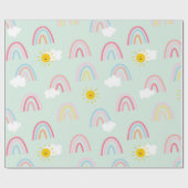 Wasserfarbe Boho Regenbogen und Sonne Geschenkpapier (Flach)