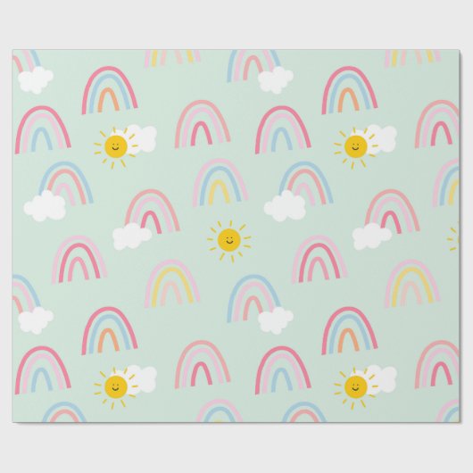 Wasserfarbe Boho Regenbogen und Sonne Geschenkpapier (Flach)