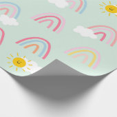 Wasserfarbe Boho Regenbogen und Sonne Geschenkpapier (Ecke)