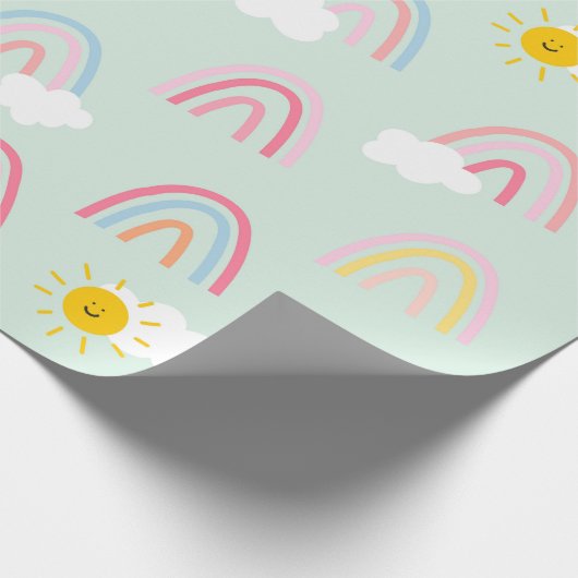 Wasserfarbe Boho Regenbogen und Sonne Geschenkpapier (Ecke)