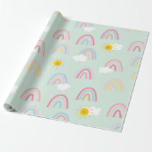 Wasserfarbe Boho Regenbogen und Sonne Geschenkpapier (Ungerollt)