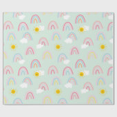 Wasserfarbe Boho Regenbogen und Sonne Geschenkpapier (Flach)