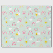 Wasserfarbe Boho Regenbogen und Sonne Geschenkpapier (Flach)