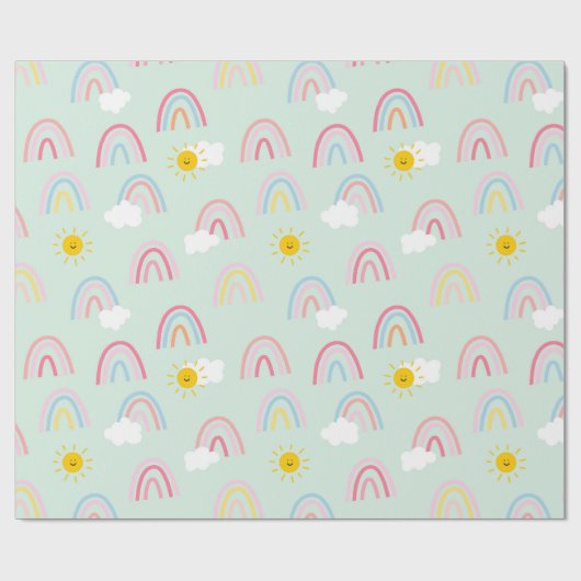 Wasserfarbe Boho Regenbogen und Sonne Geschenkpapier (Flach)