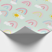 Wasserfarbe Boho Regenbogen und Sonne Geschenkpapier (Ecke)