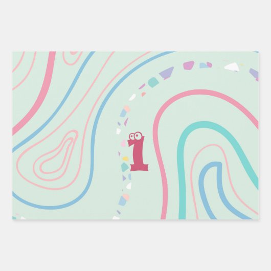 Wasserfarbe Boho Regenbogen und Sonne Geschenkpapier Set (Vorderseite 2)