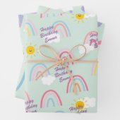 Wasserfarbe Boho Regenbogen und Sonne Geschenkpapier Set (Beispiel)