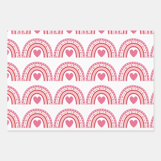 Wasserfarbe Boho Regenbogen und Sonne Geschenkpapier Set (Vorderseite 3)