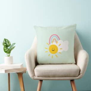 Wasserfarbe Boho Regenbogen und Sonne Kissen