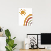 Wasserfarbe Boho Regenbogen und Sonne Poster (Heimbüro)