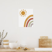 Wasserfarbe Boho Regenbogen und Sonne Poster (Küche)