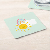 Wasserfarbe Boho Regenbogen und Sonne Rechteckiger Pappuntersetzer (angewinkelt)