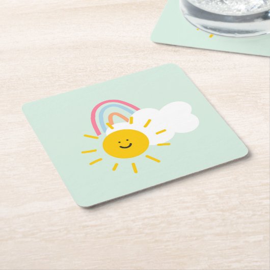 Wasserfarbe Boho Regenbogen und Sonne Rechteckiger Pappuntersetzer (angewinkelt)