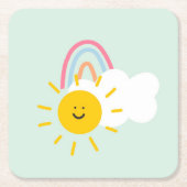 Wasserfarbe Boho Regenbogen und Sonne Rechteckiger Pappuntersetzer (Vorderseite)