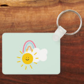 Wasserfarbe Boho Regenbogen und Sonne Schlüsselanhänger (Vorderseite)