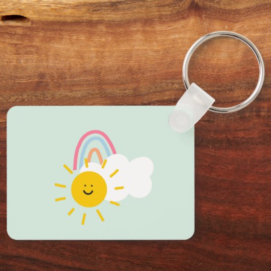 Wasserfarbe Boho Regenbogen und Sonne Schlüsselanhänger (Vorderseite)