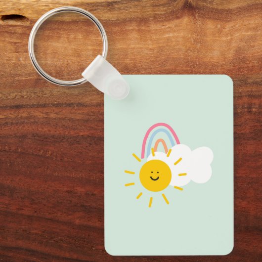 Wasserfarbe Boho Regenbogen und Sonne Schlüsselanhänger (Vorderseite)