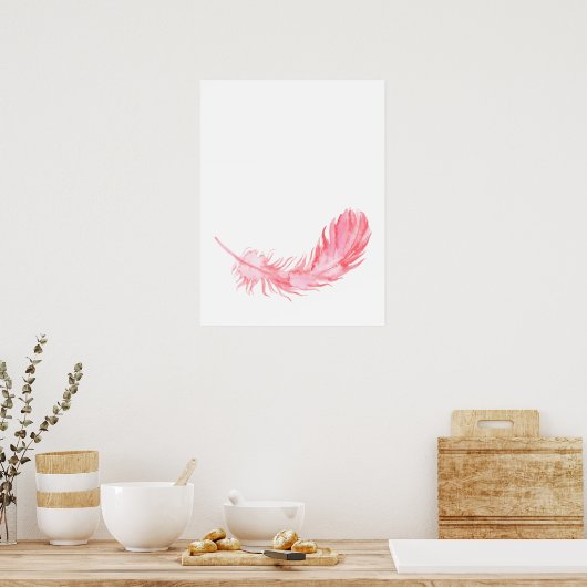 Wasserfarbe Boho rosa Feder drucken Poster (Küche)