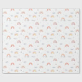 Wasserfarbe Boho Rosa Regenbogen und Wolken Geschenkpapier (Flach)