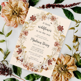 Wasserfarbe Boho Wildblume Babydusche Einladung
