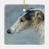 Wasserfarbe Borzoi Weihnachtsschmuck (Rückseite)