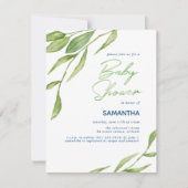 Wasserfarbe Botanische Babydusche Einladung (Vorderseite)