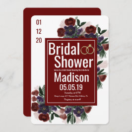 Wasserfarbe Bouquet Botany Burgund Brautparty Einladung