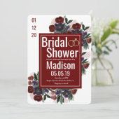 Wasserfarbe Bouquet Botany Burgund Brautparty Einladung (Stehend Vorderseite)