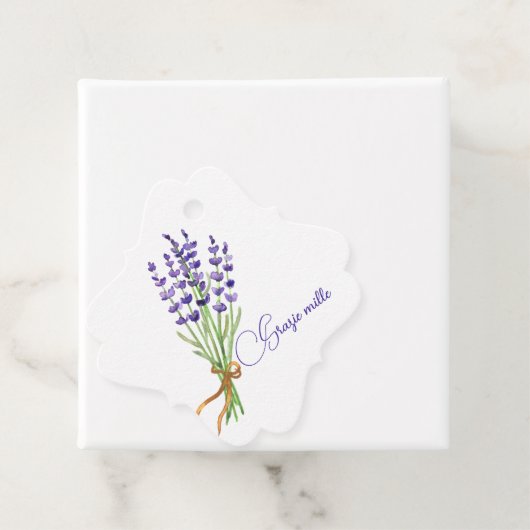 Wasserfarbe Bouquet Lila Lavender Grazie Mille Geschenkanhänger (Beispiel)