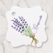 Wasserfarbe Bouquet Lila Lavender Grazie Mille Geschenkanhänger (Vorderseite)