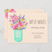Wasserfarbe Bouquet Mason Jar Blume, die wir beweg Postkarte (Vorne/Hinten)